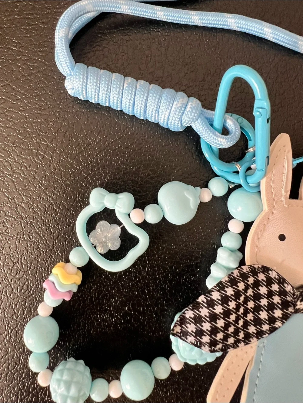Blue Bunny Bag Charm & Beaded Wristlet Set